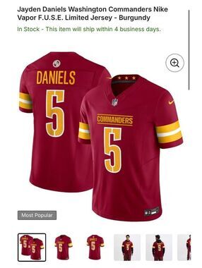Jayden Daniels Washington Commanders Nike Vapor F.U.S.E. Limited Jersey - Burgnd